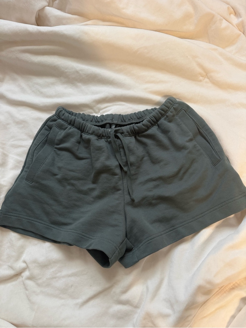NWT-Aerie-Women's Elastic-Waist Lounge Shorts in Slate Green
